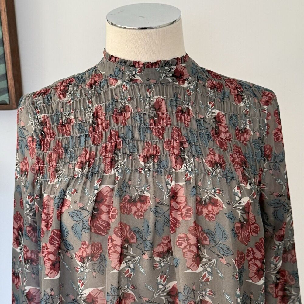 Dark Floral Victorian Top Small Whimsigoth Regency Blouse Career Dark Floral